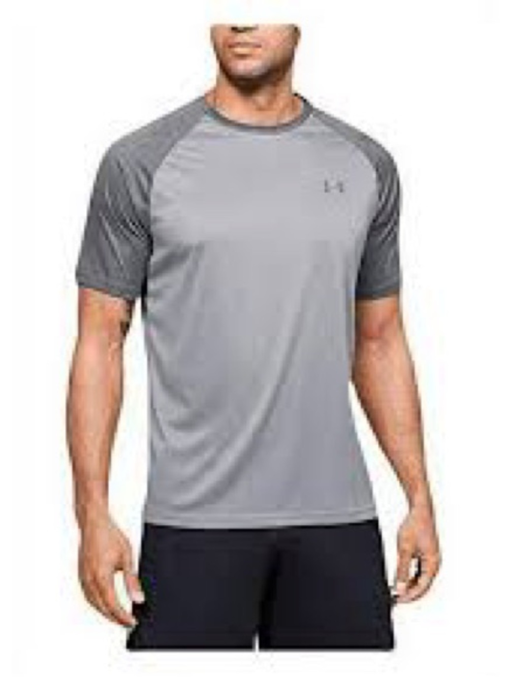 Under Armor Men's Gray Short-Sleeve Athletic Tee with Dark Raglan Sleeves